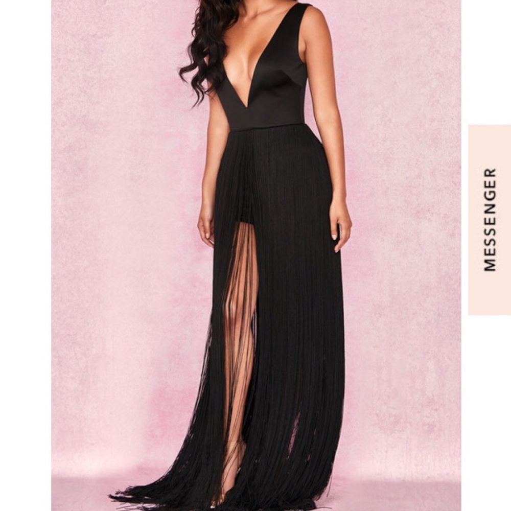 House of CB Alexina Satin Fringed Dress LIMITED ED
